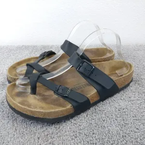 Birkenstock Mayari Sandals Womens 41 EU Shoe Black Leather Toe Loop Buckle Strap