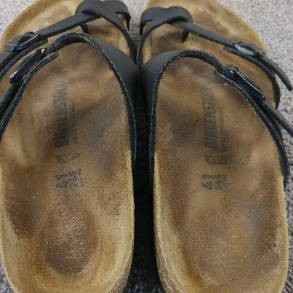 Birkenstock Mayari Sandals Womens 41 EU Shoe Black Leather Toe Loop Buckle Strap