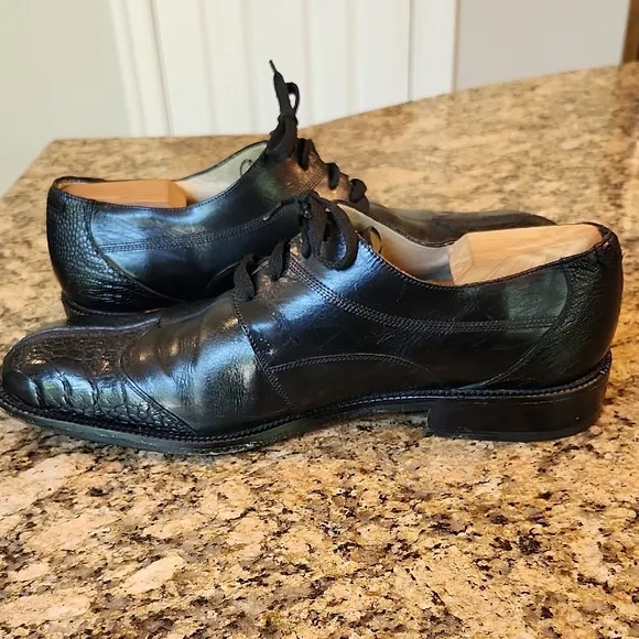 Black Ostrich Oxford Shoes