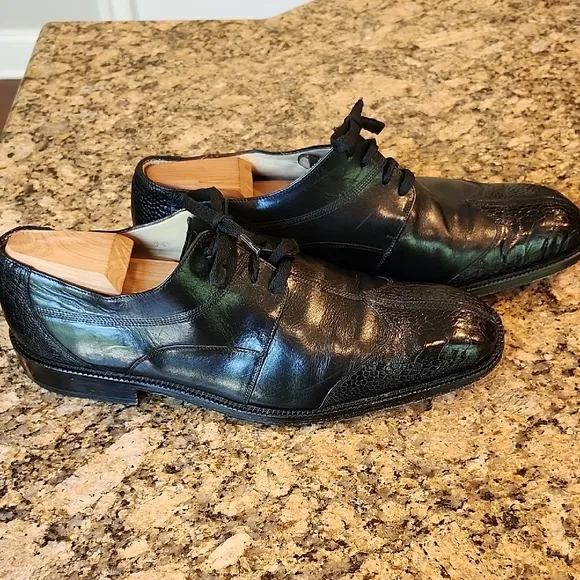 Black Ostrich Oxford Shoes