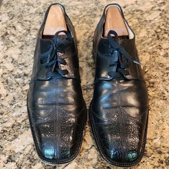 Black Ostrich Oxford Shoes