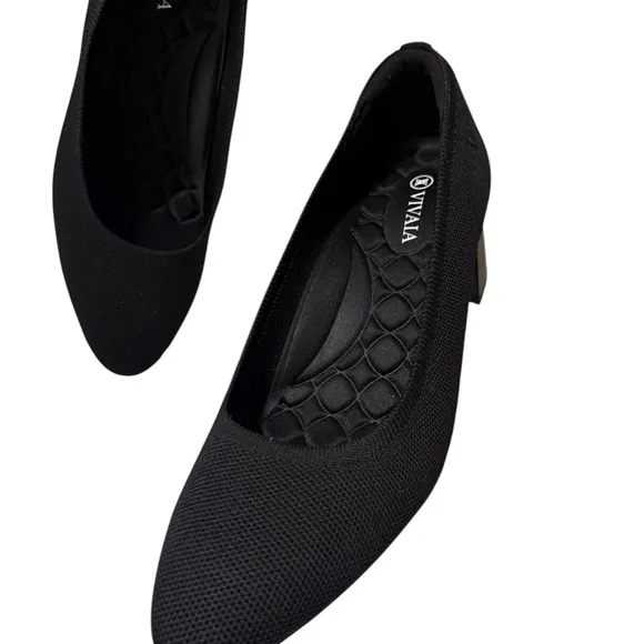 Black VIVAIA Women's Shoes Almond Toe Block Heel (Tamia Block)