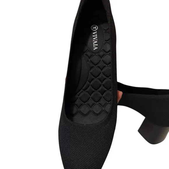 Black VIVAIA Women's Shoes Almond Toe Block Heel (Tamia Block)