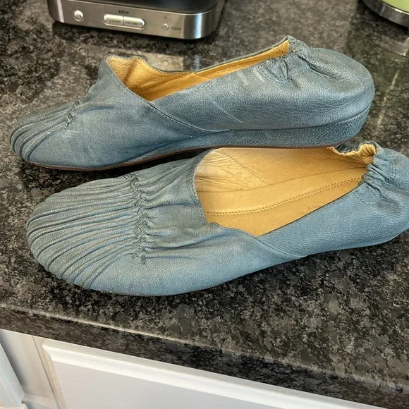 Blue Leather Women's Shoes