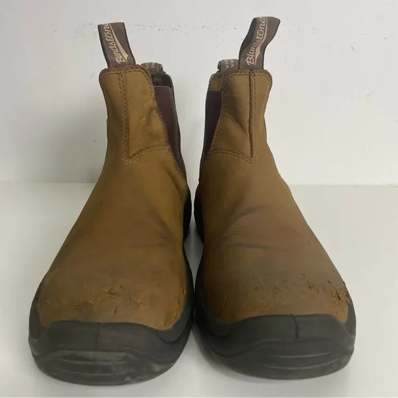 Blundstone Safety Boots Mens AU 8.5 US 9.5 Saddle Brown Leather 164 Steel Toe