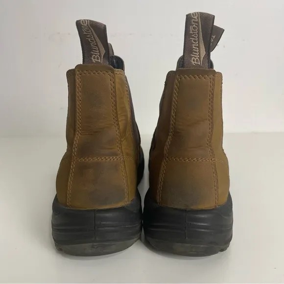 Blundstone Safety Boots Mens AU 8.5 US 9.5 Saddle Brown Leather 164 Steel Toe
