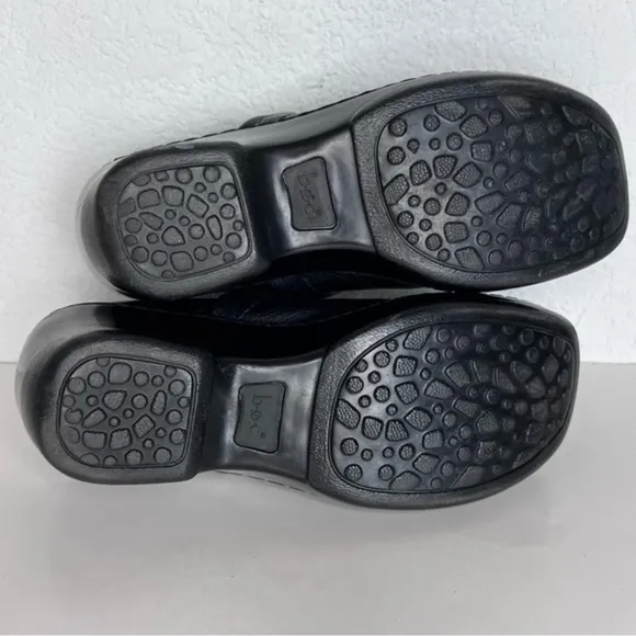 BOC Born Concepts Lesa Black Pebbled Leather Wedge Heeled Shoes Clog Size 7