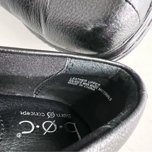 BOC Born Concepts Lesa Black Pebbled Leather Wedge Heeled Shoes Clog Size 7