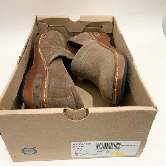 Born Bailie Clog Grey Brown Tan Leather Suede Women’s Comfortable Shoes 8.5 40