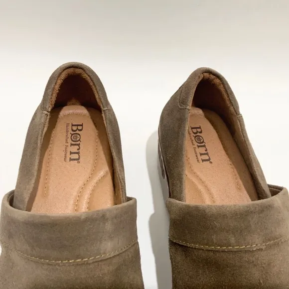 Born Bailie Clog Grey Brown Tan Leather Suede Women’s Comfortable Shoes 8.5 40