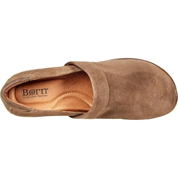Born Bailie Clog Grey Brown Tan Leather Suede Women’s Comfortable Shoes 8.5 40