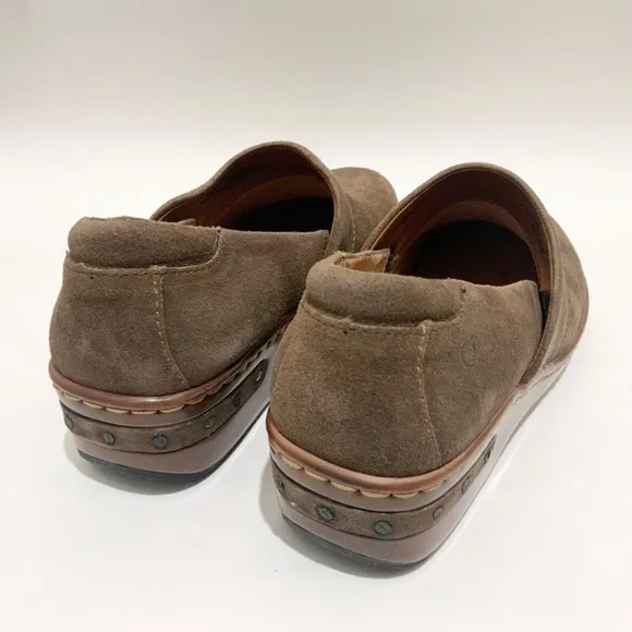 Born Bailie Clog Grey Brown Tan Leather Suede Women’s Comfortable Shoes 8.5 40
