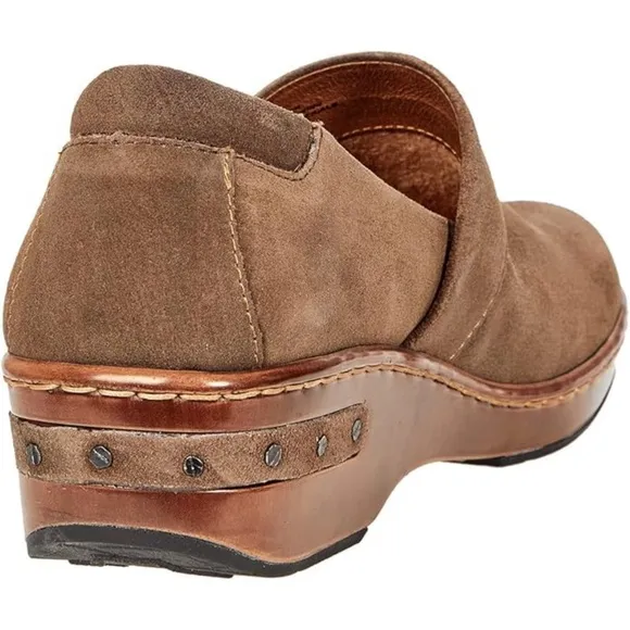 Born Bailie Clog Grey Brown Tan Leather Suede Women’s Comfortable Shoes 8.5 40