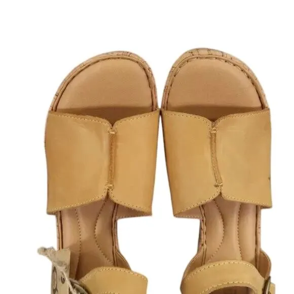 Born Shoes Women 11 Sandal Wedge Leather Ankle Strap Open Toe Agnio Cork Comfort