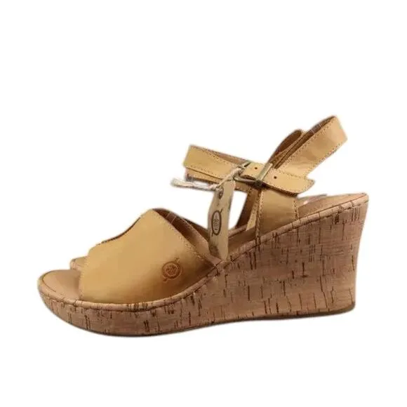 Born Shoes Women 11 Sandal Wedge Leather Ankle Strap Open Toe Agnio Cork Comfort