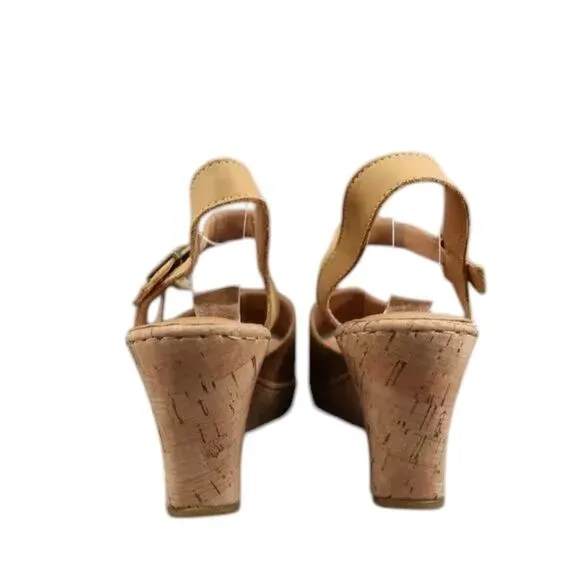 Born Shoes Women 11 Sandal Wedge Leather Ankle Strap Open Toe Agnio Cork Comfort