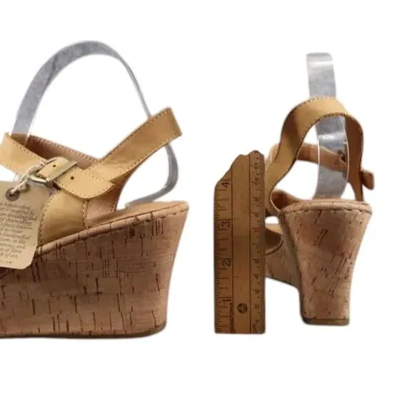 Born Shoes Women 11 Sandal Wedge Leather Ankle Strap Open Toe Agnio Cork Comfort