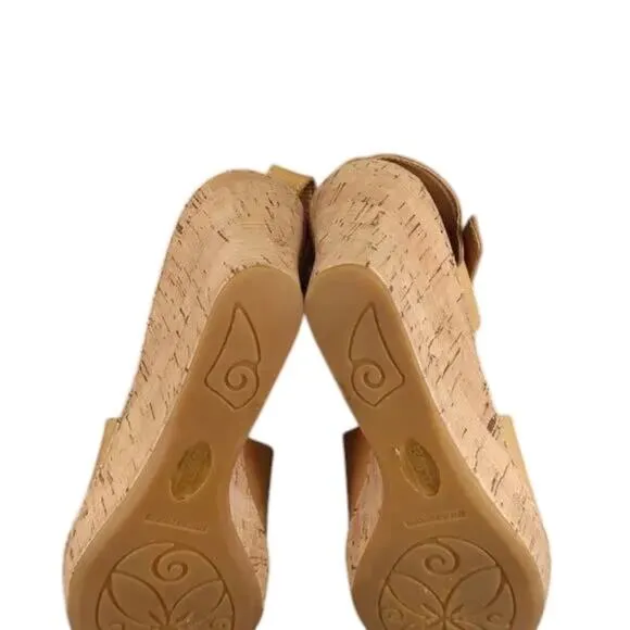 Born Shoes Women 11 Sandal Wedge Leather Ankle Strap Open Toe Agnio Cork Comfort