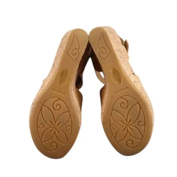 Born Shoes Women 11 Sandal Wedge Leather Ankle Strap Open Toe Agnio Cork Comfort