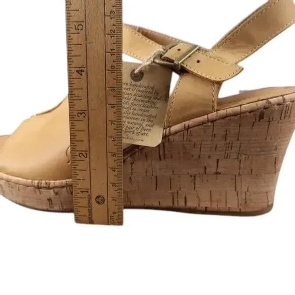 Born Shoes Women 11 Sandal Wedge Leather Ankle Strap Open Toe Agnio Cork Comfort