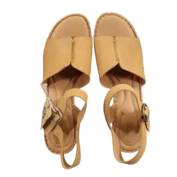 Born Shoes Women 11 Sandal Wedge Leather Ankle Strap Open Toe Agnio Cork Comfort