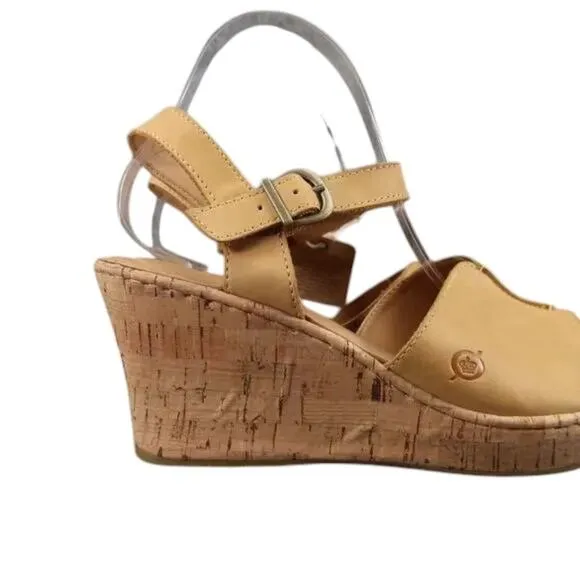 Born Shoes Women 11 Sandal Wedge Leather Ankle Strap Open Toe Agnio Cork Comfort