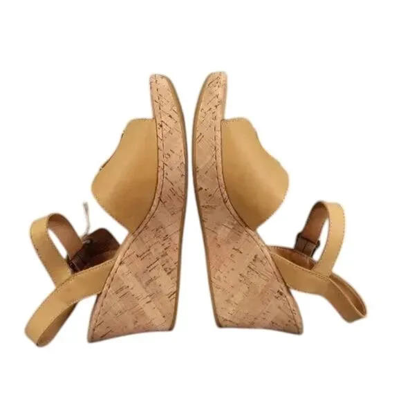 Born Shoes Women 11 Sandal Wedge Leather Ankle Strap Open Toe Agnio Cork Comfort