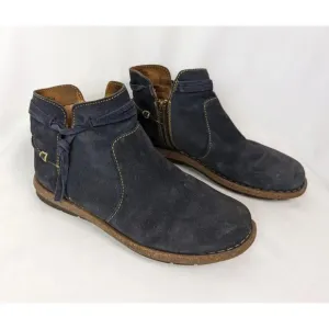 Born Wynter Comfort 8.5 Shoes Blue Suede Leather Ankle Bootie Side Zip Moccasins