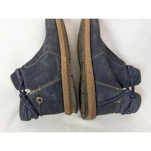 Born Wynter Comfort 8.5 Shoes Blue Suede Leather Ankle Bootie Side Zip Moccasins