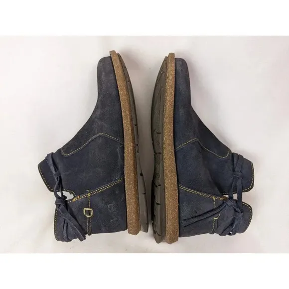 Born Wynter Comfort 8.5 Shoes Blue Suede Leather Ankle Bootie Side Zip Moccasins