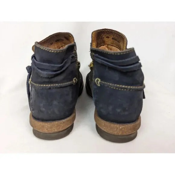 Born Wynter Comfort 8.5 Shoes Blue Suede Leather Ankle Bootie Side Zip Moccasins