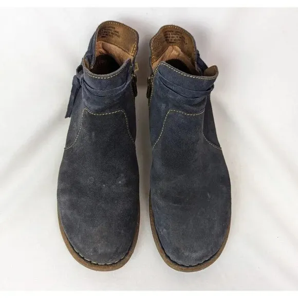 Born Wynter Comfort 8.5 Shoes Blue Suede Leather Ankle Bootie Side Zip Moccasins