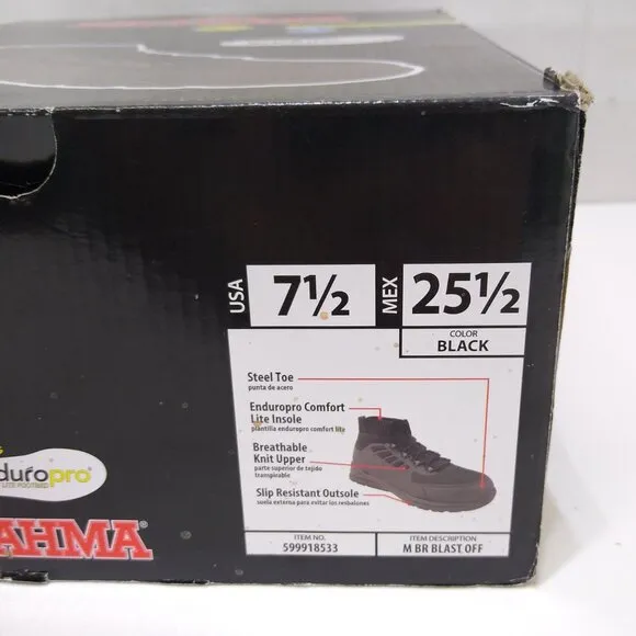 Brahma Blast Off Steel Toe Work Shoes Men's Size 7.5 EnduroPro Insoles NIB / NWT