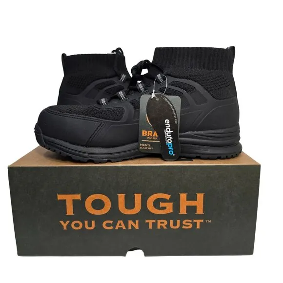 Brahma Steel Toe Work Shoes Slip Resistant Mens SZ 7.5 Black Blast Off Enduropro