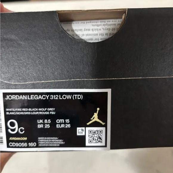 Brand New Jordan Legacy 312 Low TODDLER LIFESTYLE SHOES SNEAKERS CD9056-160