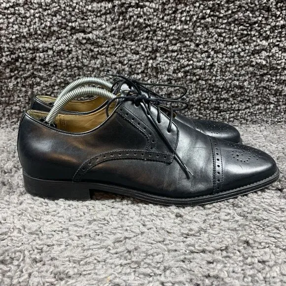 Brass Boot Men's 10 M Black Leather Dress Cap Toe Shoes