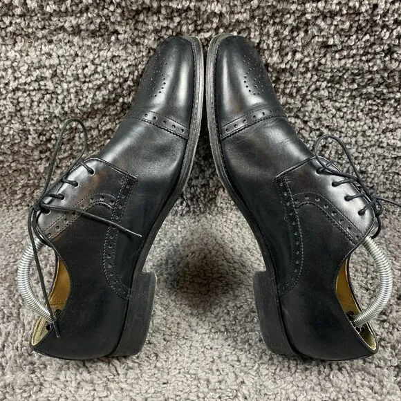 Brass Boot Men's 10 M Black Leather Dress Cap Toe Shoes