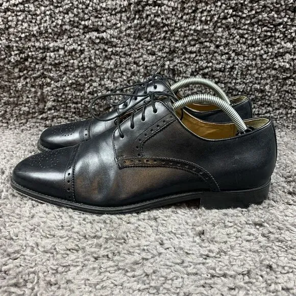 Brass Boot Men's 10 M Black Leather Dress Cap Toe Shoes