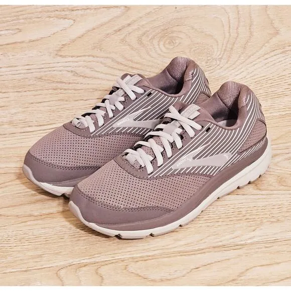 Brooks Addiction Walker Suede Women 7 B Shoe Walking Comfort Gray Alloy Oyster