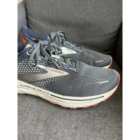 Brooks Adrenaline GTS 22 Mens Sz 13 Grey Blue Running Shoes Sneaker 1103661D435