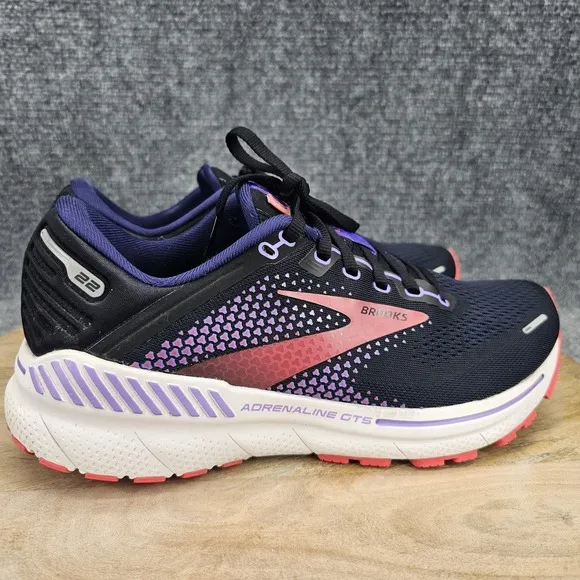 Brooks Adrenaline GTS 22 Womens Size 10 Black Blue Running Shoes 1203531B080