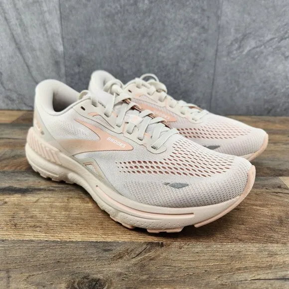 Brooks Adrenaline GTS 23 Size 11 Womens Crystal Grey White Beige Running Shoes