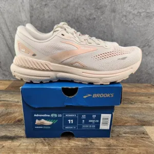 Brooks Adrenaline GTS 23 Size 11 Womens Crystal Grey White Beige Running Shoes