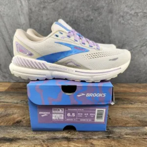 Brooks Adrenaline GTS 23 Size 6.5 Womens Beige Ivory Purple Blue Running Shoes