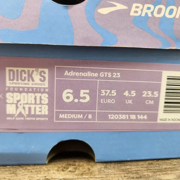 Brooks Adrenaline GTS 23 Size 6.5 Womens Beige Ivory Purple Blue Running Shoes