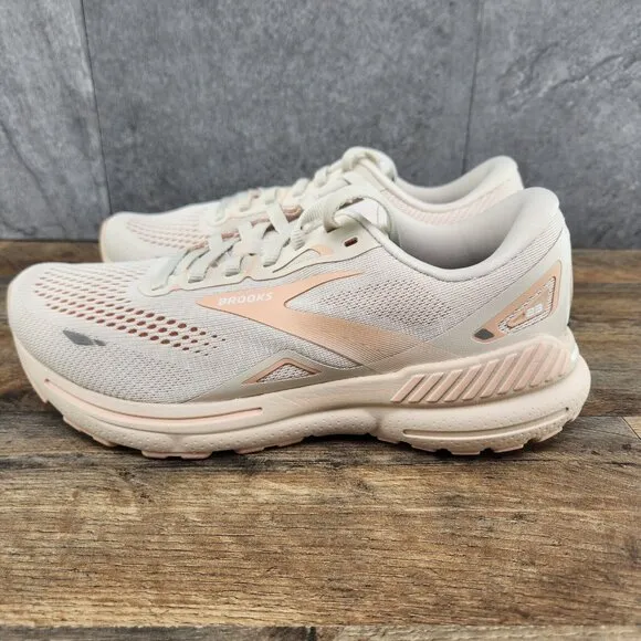 Brooks Adrenaline GTS 23 Size 7 Womens Crystal Grey White Beige Running Shoes