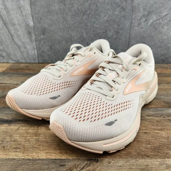 Brooks Adrenaline GTS 23 Size 7 Womens Crystal Grey White Beige Running Shoes