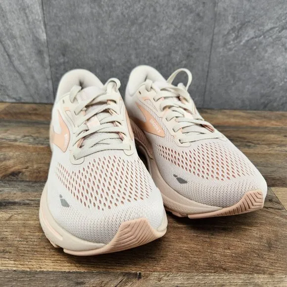 Brooks Adrenaline GTS 23 Size 7 Womens Crystal Grey White Beige Running Shoes