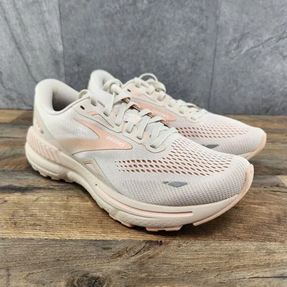 Brooks Adrenaline GTS 23 Size 7 Womens Crystal Grey White Beige Running Shoes