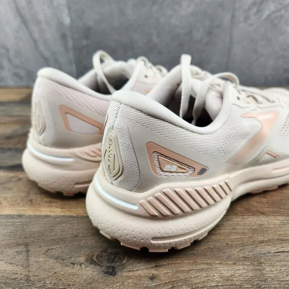 Brooks Adrenaline GTS 23 Size 7 Womens Crystal Grey White Beige Running Shoes
